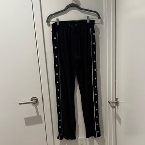 KOOPLES Black Straight Leg Pants with Silver Button Accents